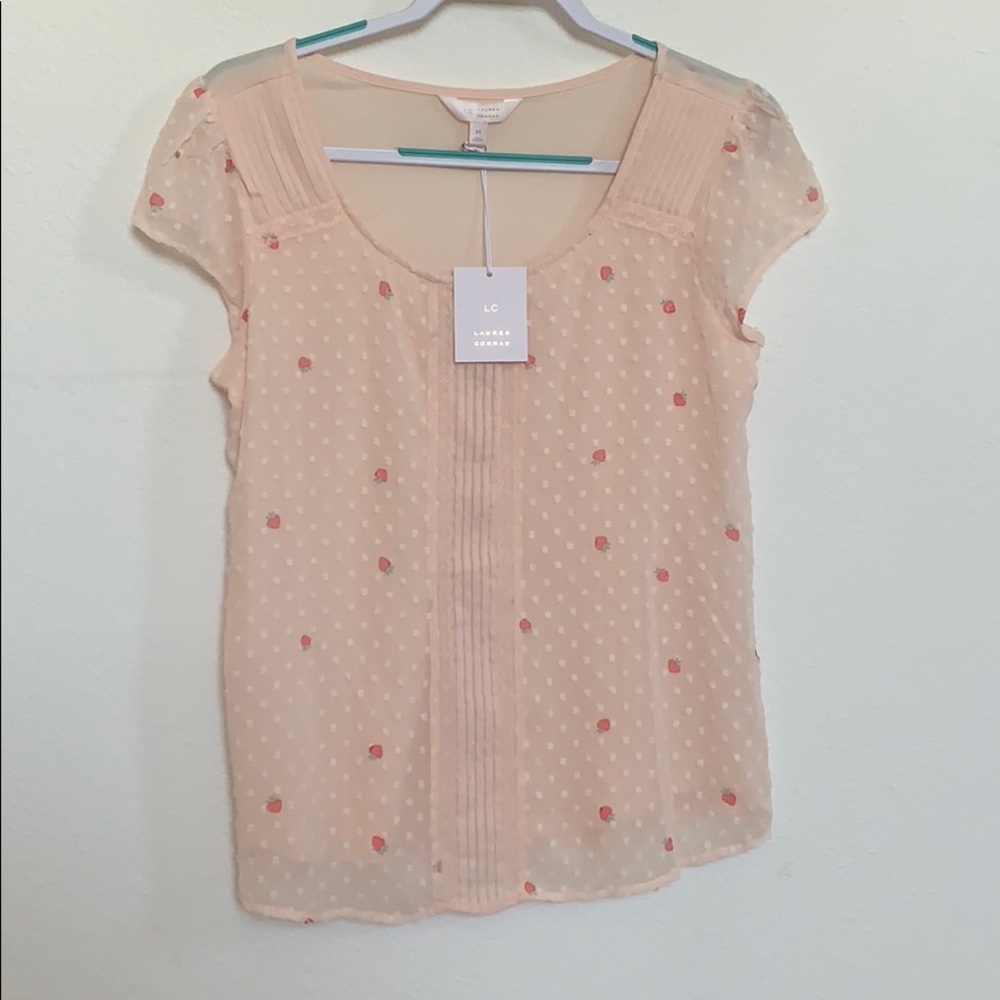 Lauren Conrad Pink Strawberry 🍓 Clip Dot Tee